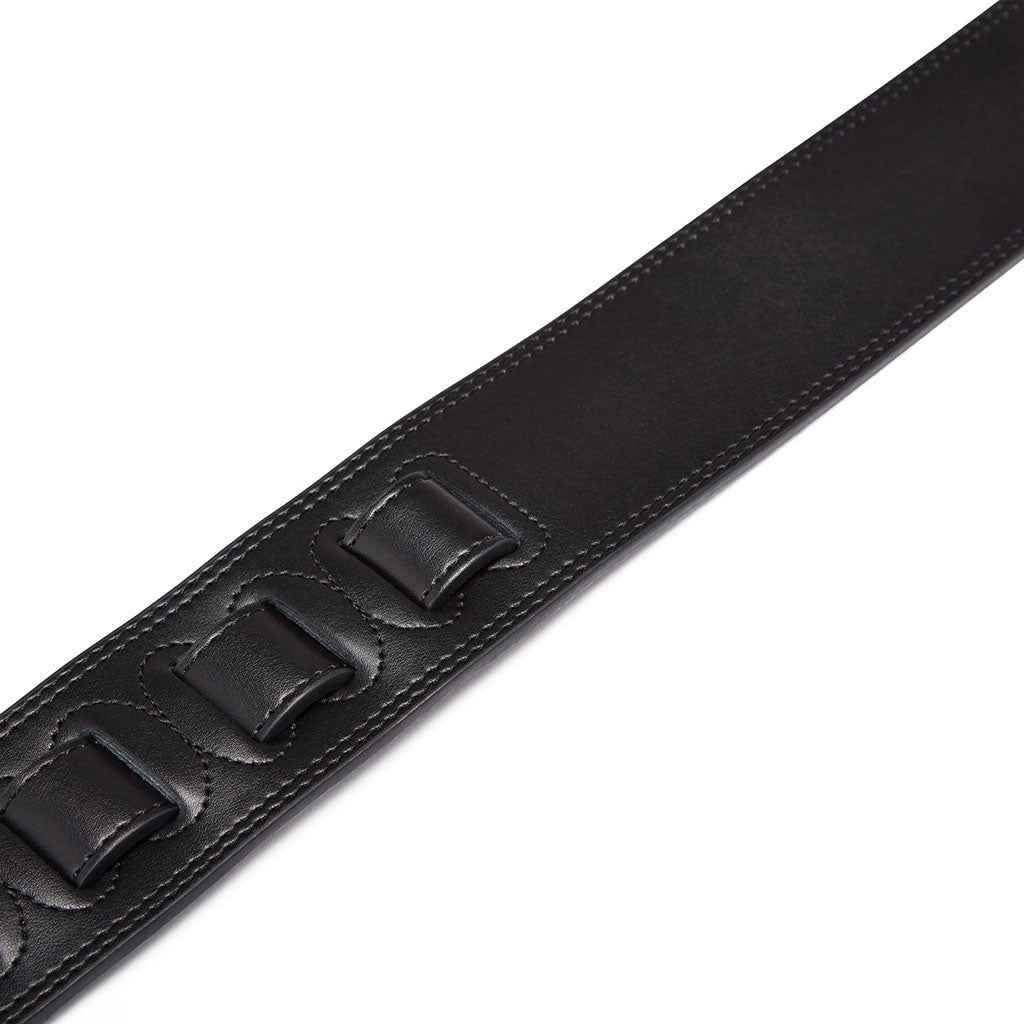 ISUZI LP-202BK leather guitar strap with black stitching – view 3 of 3
