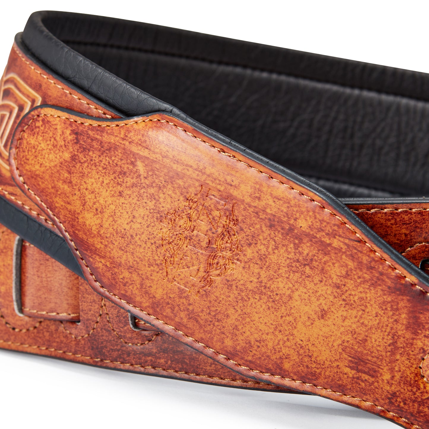 ISUZI CK-01 Light Brown Celtic Knott Leather Guitar Strap