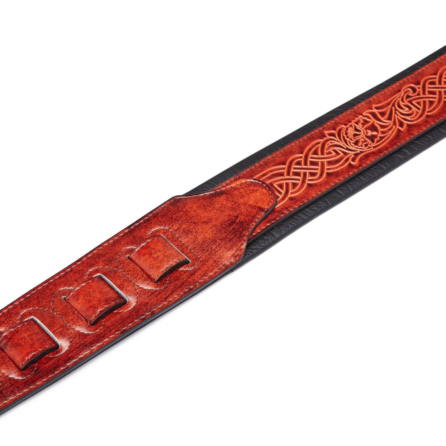 ISUZI CK01 Dark Red Celtic Knott Leather Guitar Strap