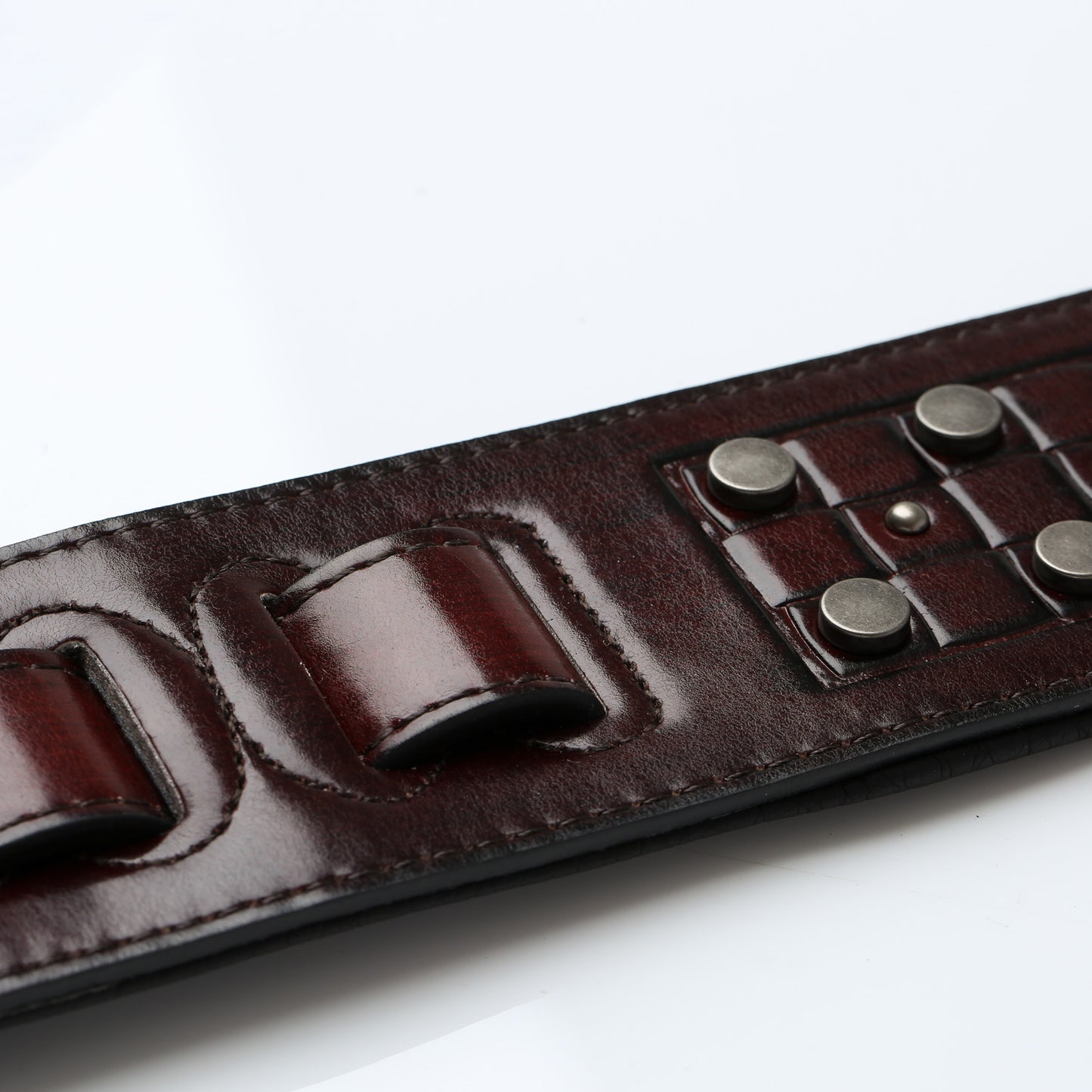 ISUZI DLX21-1 Garment Leather Guitar Strap Red/Brown