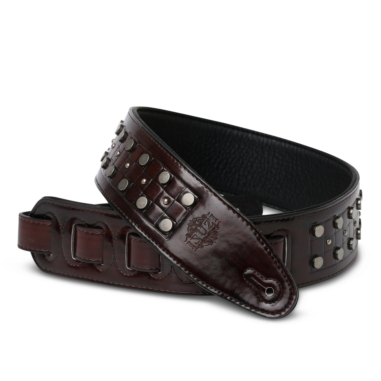 ISUZI DLX21-6 Dark Brown Garment Leather Guitar Strap