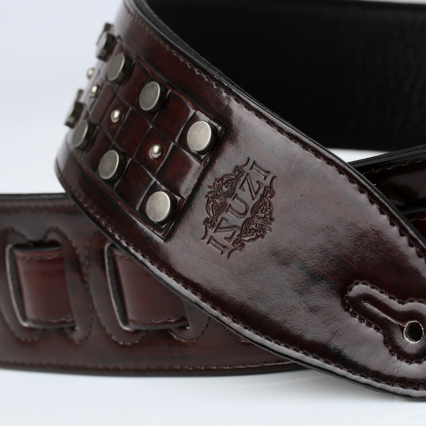 ISUZI DLX21-6 Dark Brown Garment Leather Guitar Strap