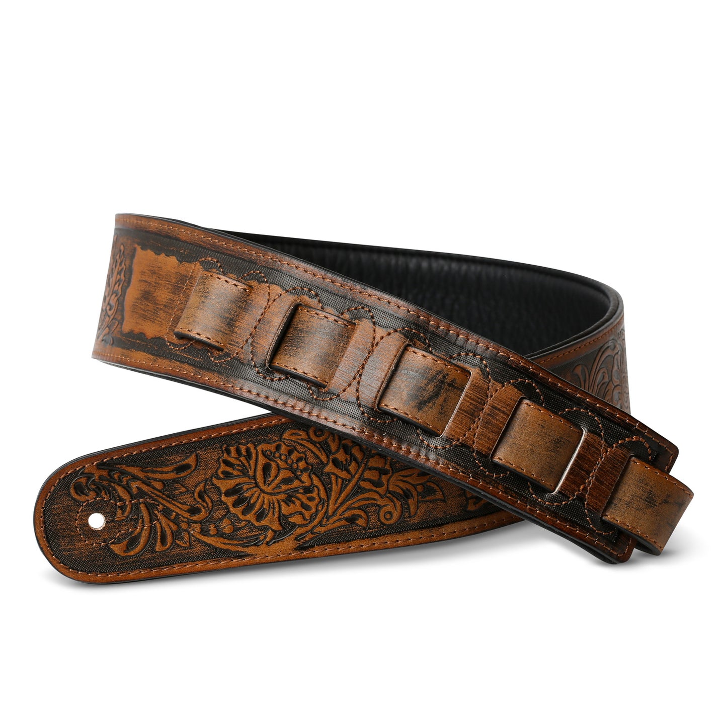ISUZI LIF06 Light Brown Leather Guitar Strap