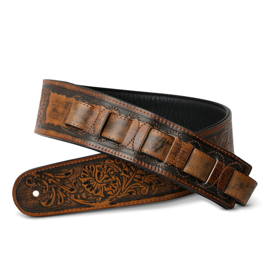ISUZI LIF06 Light Brown Leather Guitar Strap