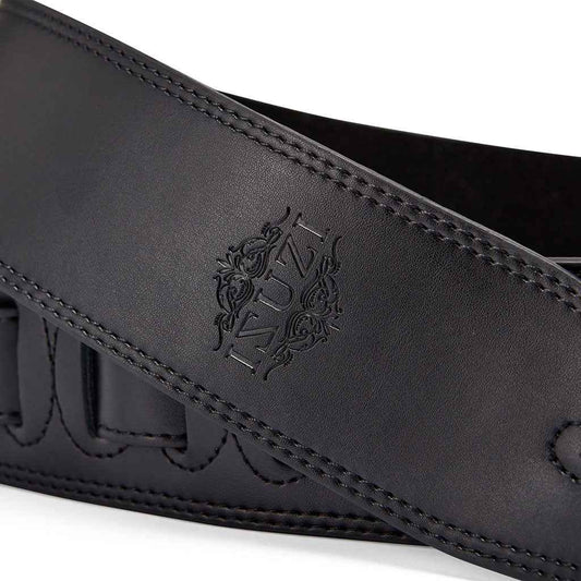 ISUZI LP-202BK leather guitar strap with black stitching – view 2 of 3