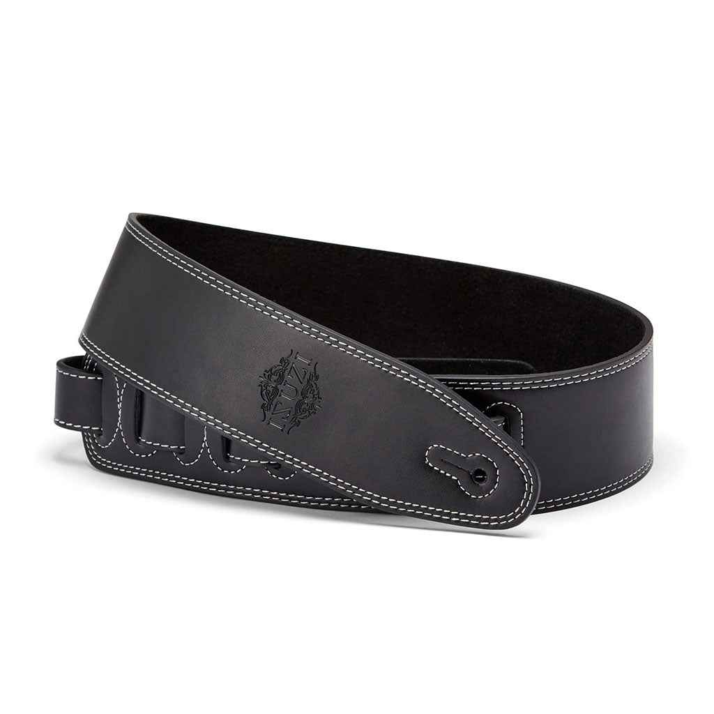 ISUZI LP-202WH leather guitar strap with white stitching