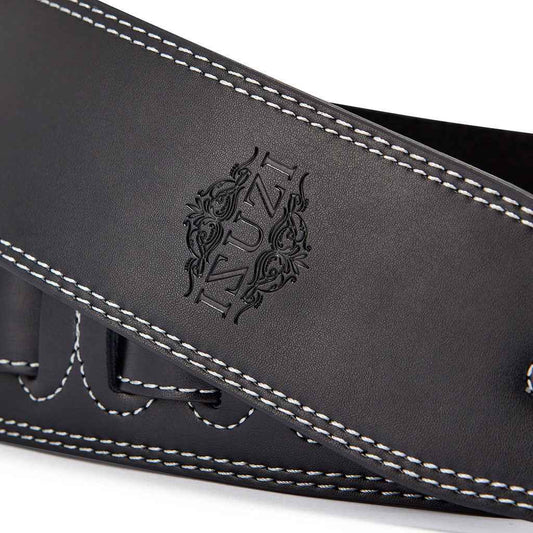 ISUZI LP-202WH leather guitar strap with white stitching – view 2 of 3