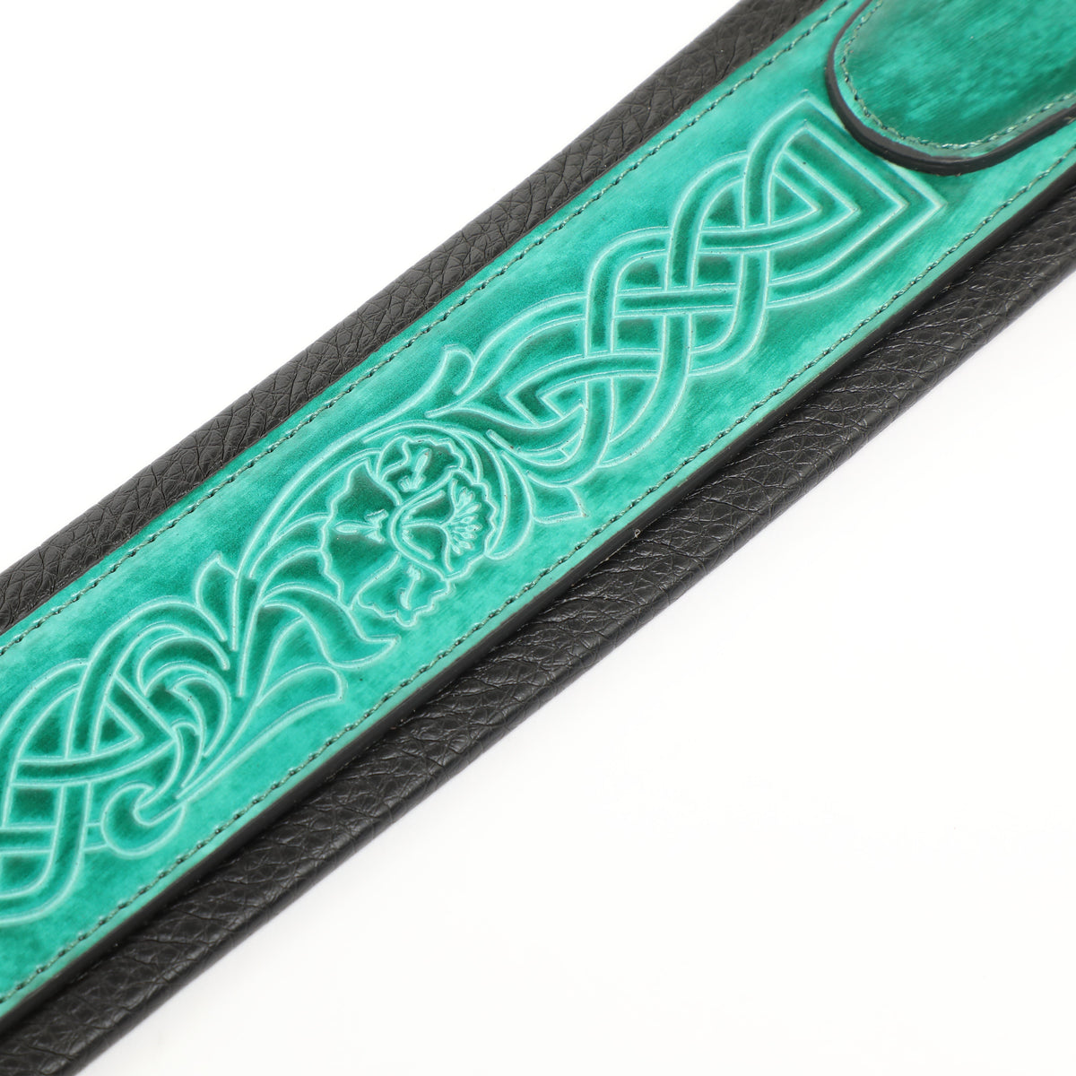 ISUZI CK01 green Celtic knot leather guitar strap – view 5 of 5