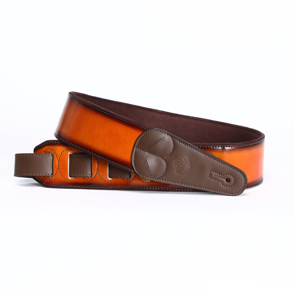 ISUZI VSG01-1 brown and orange leather guitar strap