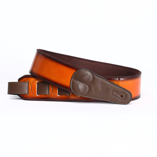 ISUZI VSG01-1 brown and orange leather guitar strap