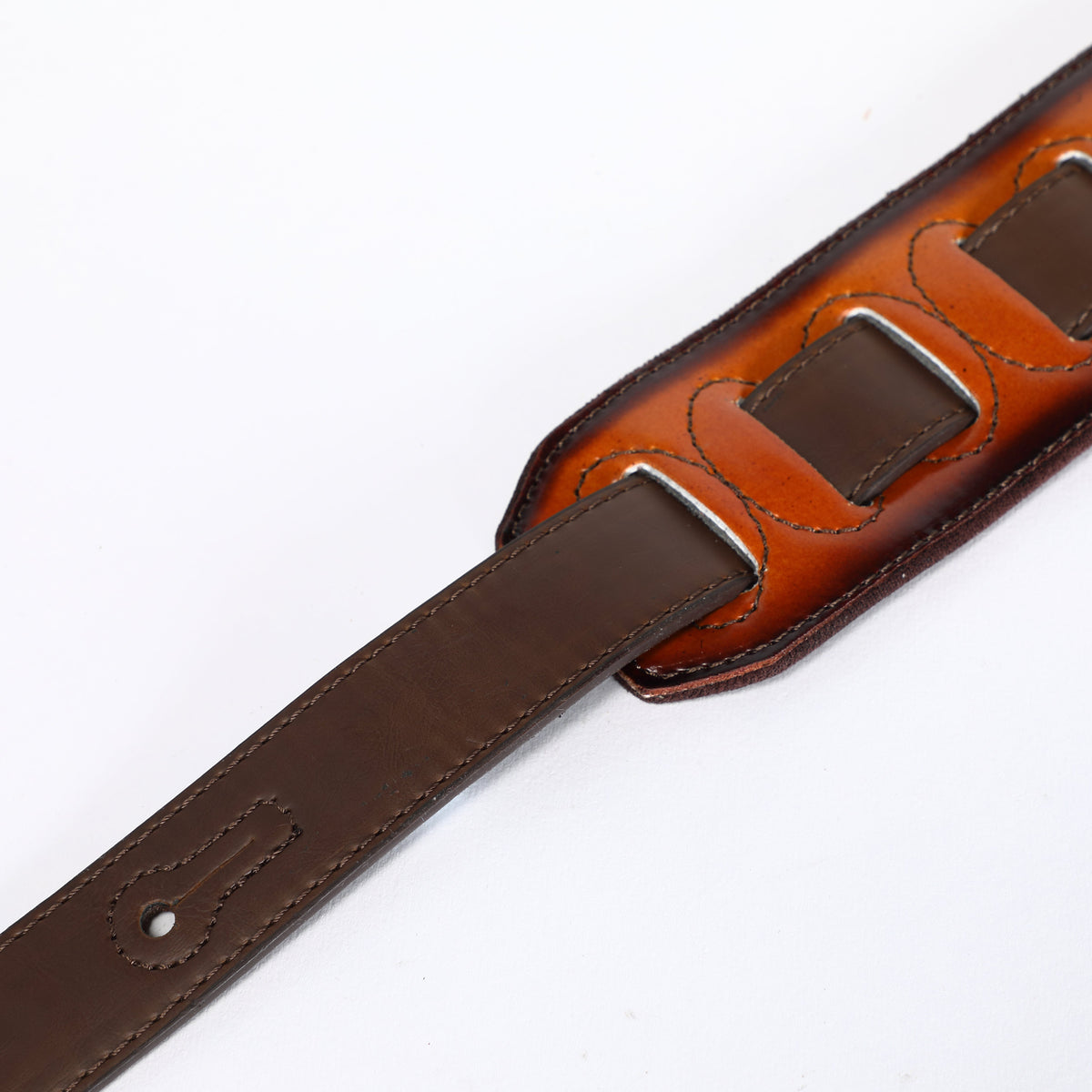 ISUZI VSG01-1 brown and orange leather guitar strap – view 3 of 3