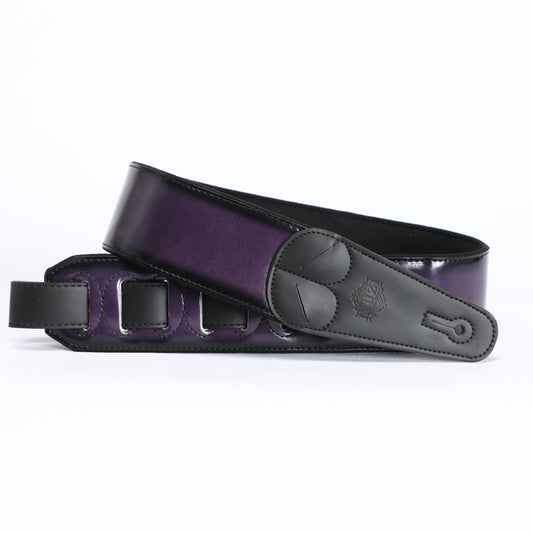ISUZI VSG01-6 black and purple leather guitar strap