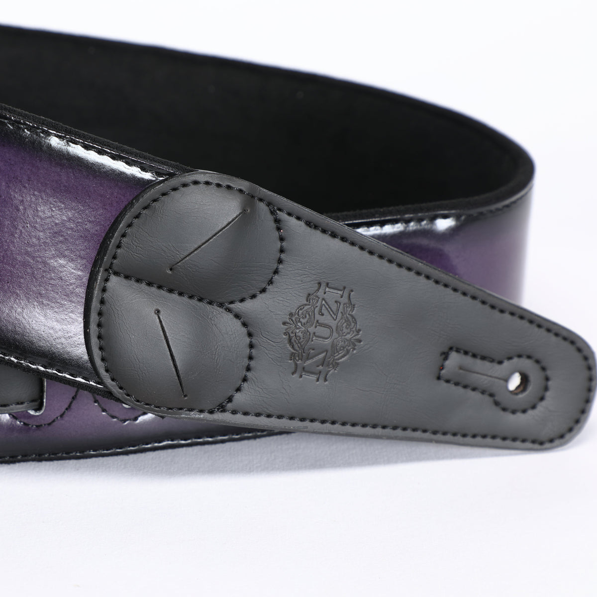 ISUZI VSG01-6 black and purple leather guitar strap – view 3 of 3