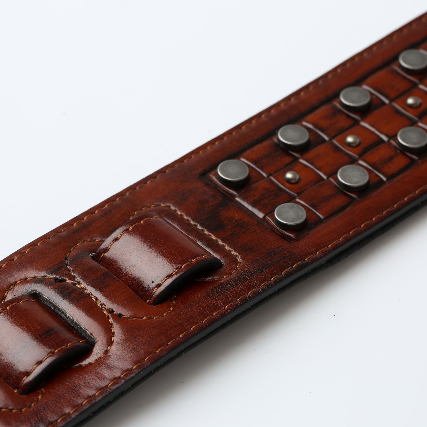 ISUZI DLX21-2 Light Brown Garment Leather Guitar Strap