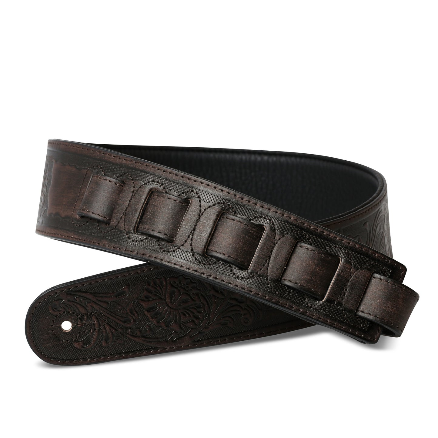 ISUZI LIF05 Dark Brown Leather Guitar Strap