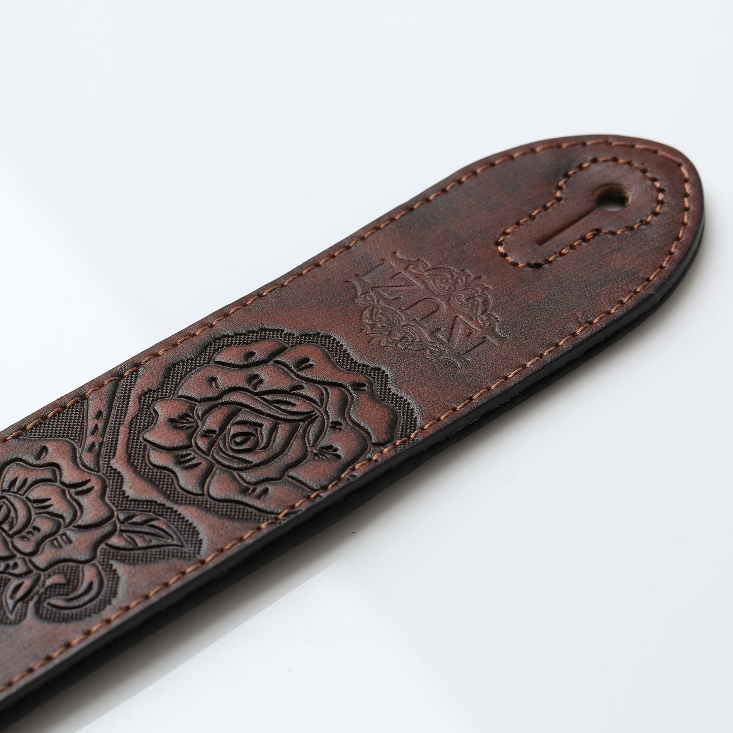 ISUZI MS01 Orange Leather Guitar Strap