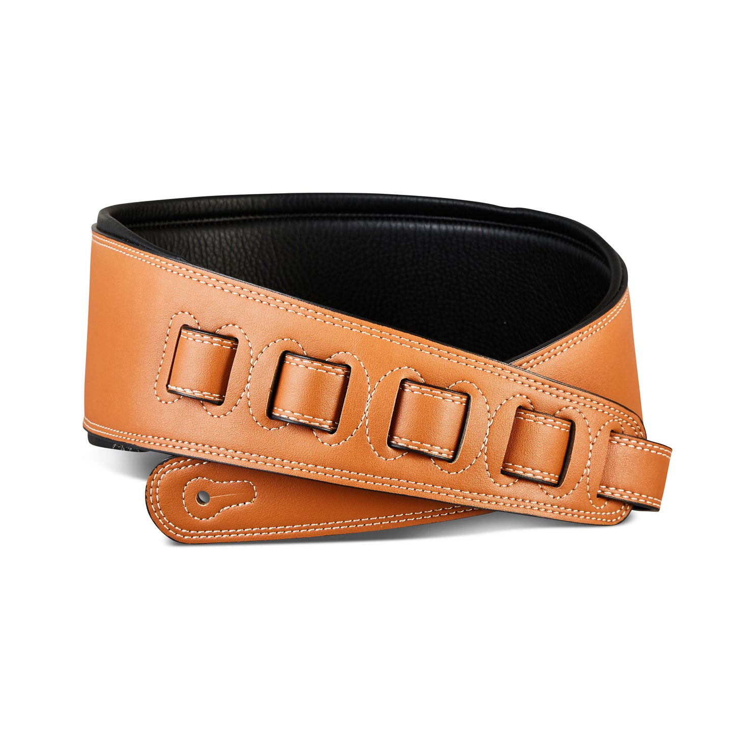 ISUZI Tan/Black Leather Bass Strap