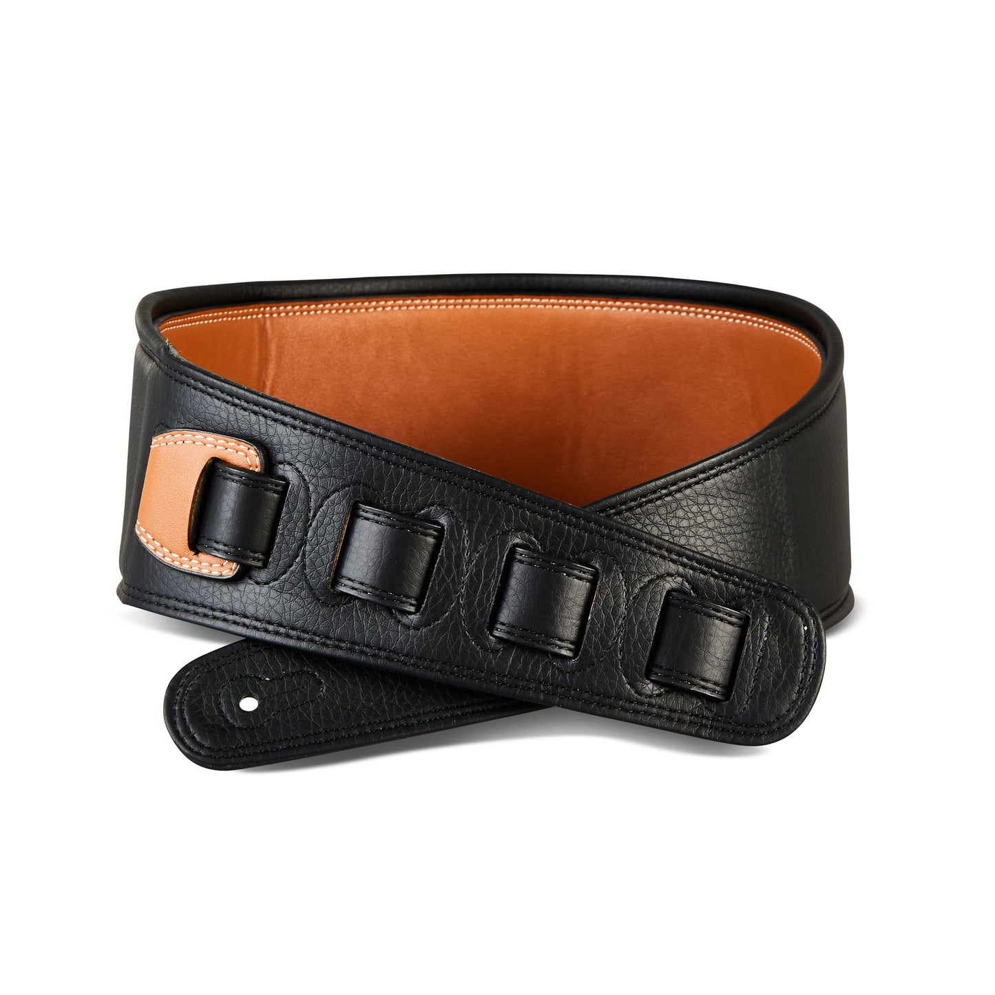 ISUZI Tan/Black Leather Bass Strap