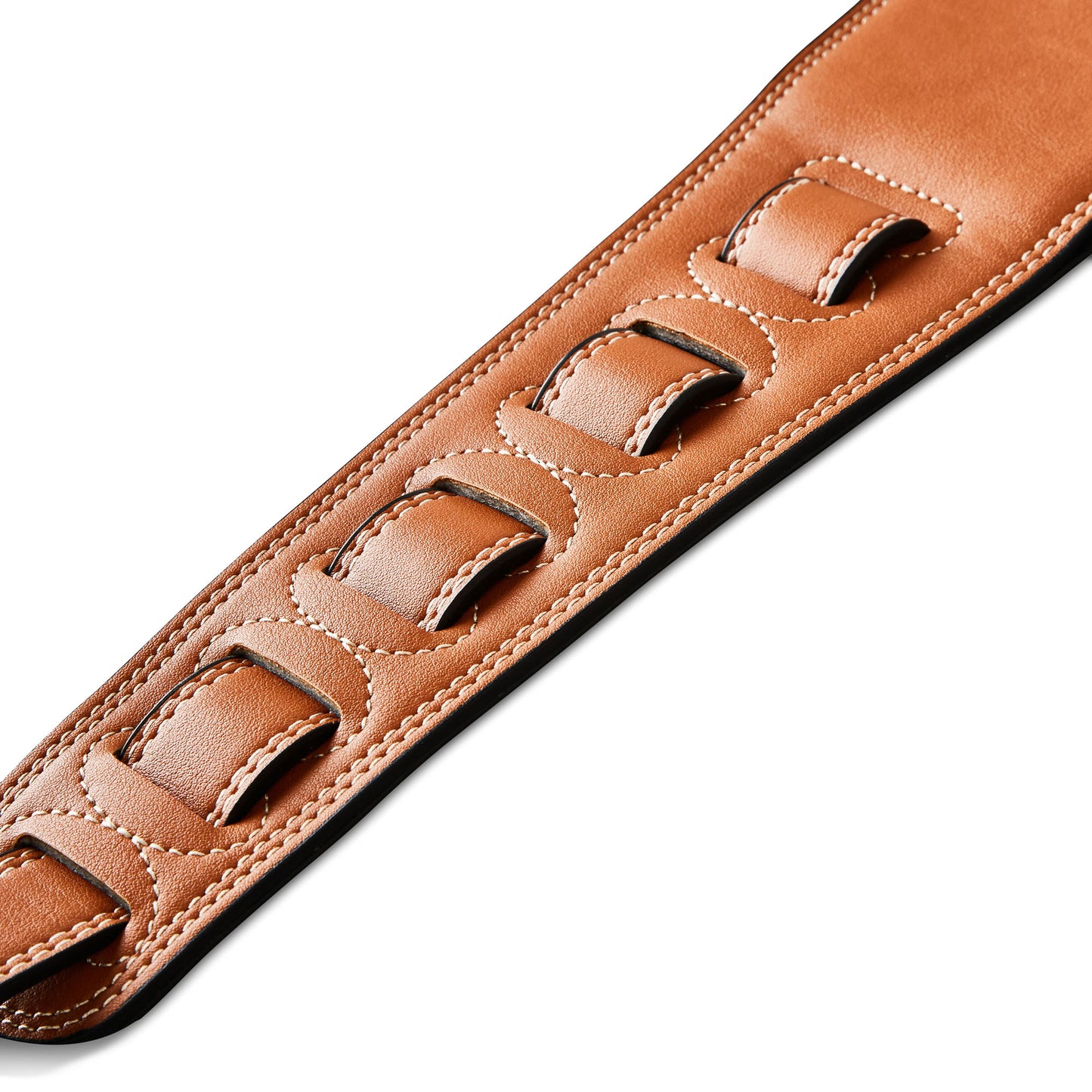 ISUZI Tan/Black Leather Bass Strap