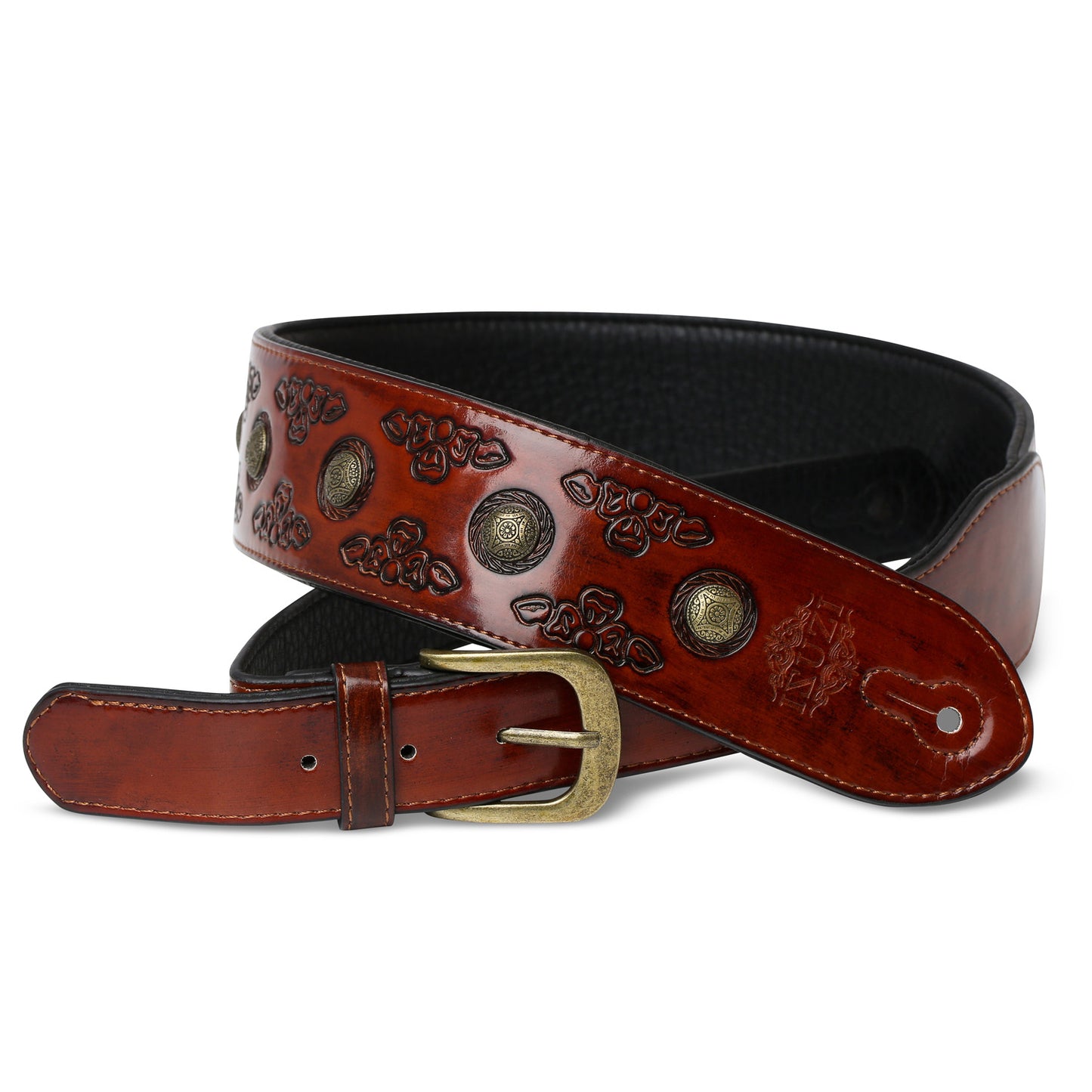 ISUZI VPB20-2 Orange Leather Buckle Guitar Strap