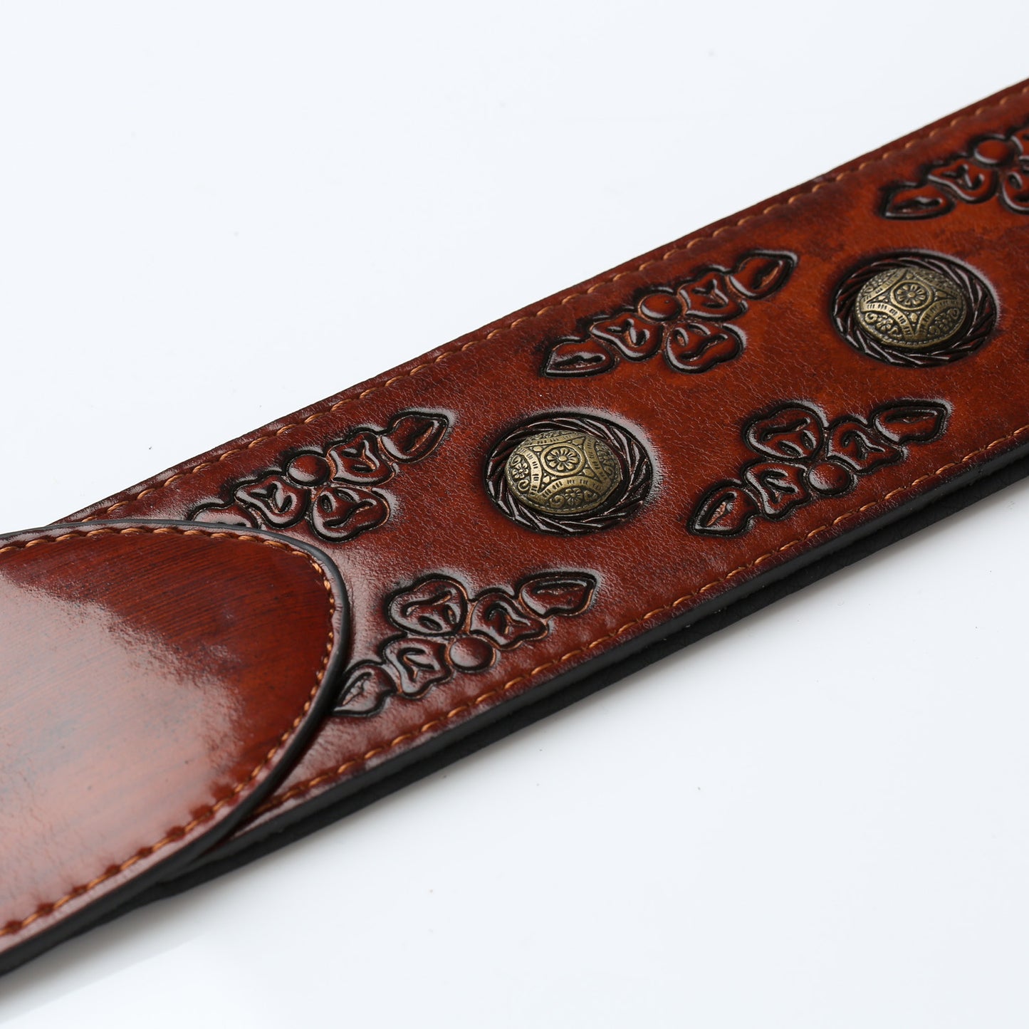 ISUZI VPB20-2 Orange Leather Buckle Guitar Strap